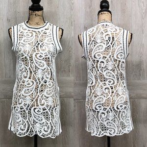 Knit Crochet Cover Up White A6